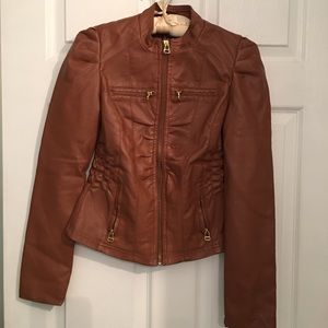 Brown Faux Leather Jacket